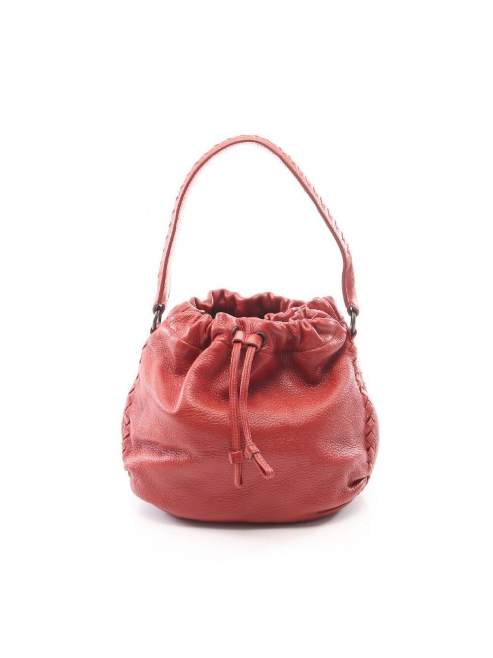 Bottega Veneta Intrecciato Drawstring Red Leather Bucket - Picture 1 of 7